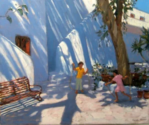 Deux filles à la corde à sauter, Mykonos